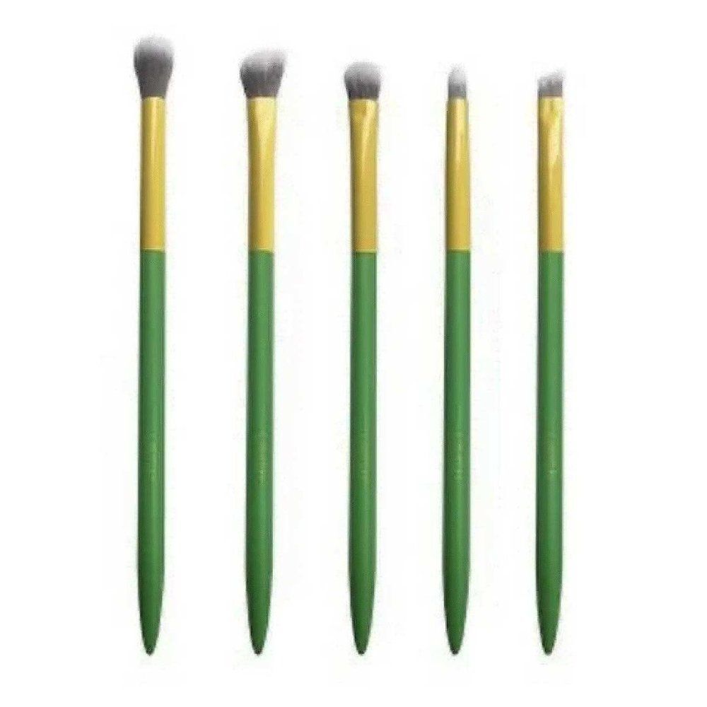 NEW Lavish Brushes 5-Piece Essential Eye Brush Collection in Green & Yellow